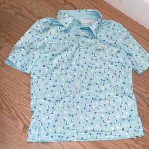 Southern Tide Kids Aqua and Blue Sailboat Polo